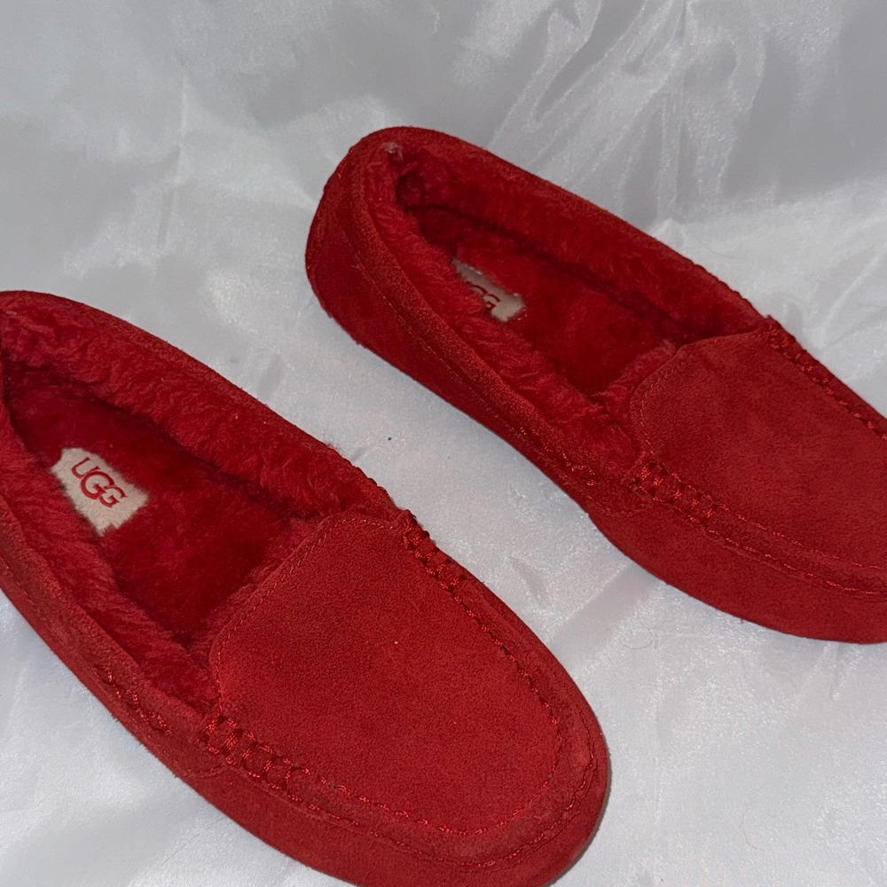 UGG Ansley 1106878W Red Suede Shearling Moccasin Slippers Women's 7 Wide